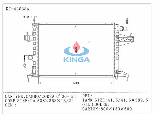O carro da transmissão manual parte o auto radiador do carro para Opel Combo/sistema de refrigeração 2000 de Corsa C